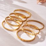 Ins5a Zircon Ring Buckle Stainless Steel Bracelet Combination 18K Gold Plated Jewelry