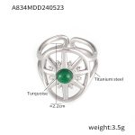 color: A834-Steel Color Turquoise Ring