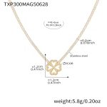 color: TXP300-5A Zircon Heart Four-petal Flower Full Pave Gold Necklace 41+5cm