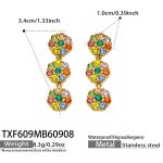color: TXF609-Multicolor Zircon Gold Earrings