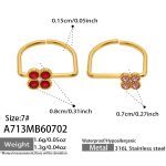 color: A713-Large Red Zircon + Small Pink Zircon Gold Ring