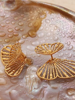 New Fashionable Butterfly Ear Plated 18K Jin Gold Exquisite High-Grade Fresh Graceful Earrings Female Earrings