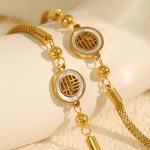 New New Year National Fashion Fu Character Gold Silk Woven 18K Gold Non-Fading Recommended Stainless Steel Bracelet for Women