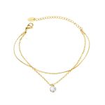 color: E116-Gold Double Layer With Stones Bracelet 17+5cm