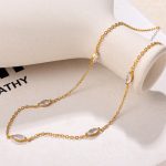 Stainless Steel Gold-Plated Necklace Female Design Advanced Crystal Stone Clavicle Chain Jewelry