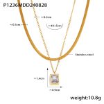 color: P1236-Gold Double Layer Necklace