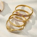 Light Luxury Starry Rhinestone Buckle Bracelet Combination Plated 18K Real Gold Jewelry
