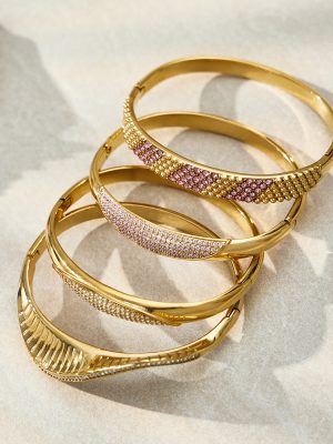Light Luxury Starry Rhinestone Buckle Bracelet Combination Plated 18K Real Gold Jewelry