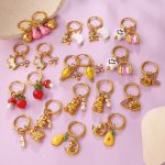 Retro Fresh Korean Style Soft and Adorable Fruit Animal DIY Pendant Earrings Stainless Steel 18K Gold Plating All-Match Earrings