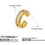 color: F977-Zircon C Shape Double Layer Gold Ear Clip