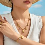 Bear Multi-Pendant Zircon Chain Stainless Steel Light Luxury Female Accessories Bracelet Necklace