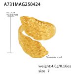 color: A731-Geometric Leaf Ring / size: US 7