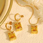 Oil Lamp Design Pendant Stainless Steel Mixed Steel Necklace Commuter Earrings Jewelry Set
