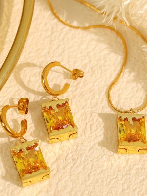 Oil Lamp Design Pendant Stainless Steel Mixed Steel Necklace Commuter Earrings Jewelry Set