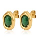 color: Bean Stud Earrings Turquoise Gold