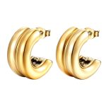 color: Cast C Shape Gold Earrings MS-055