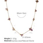 color: XL374LRG Light Purple Stone Gold Necklace