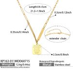 color: KP163-011-Cube Pendant Gold Necklace -54+5cm
