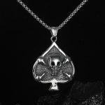 Retro Hip Hop Peach Heart Ghost Head Necklace Men's Stainless Steel Ornament Skull Pendant