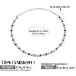 color: TXP615-Green Zircon Steel Color Necklace -31.5+12cm