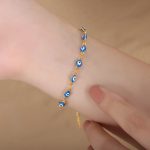 color: E459-Blue Enamel Gold Bracelet -18+4cm