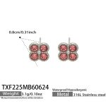color: TXF225-Rose Red Color Zircon Steel Color Earrings