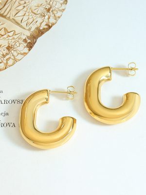 New Earrings Cold Non-Fading Hollow U-Shaped Earrings Thick Quality Ornament Women