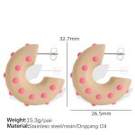 color: EH503 Coffee Color Resin Steel Color Earrings