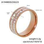 color: A194-Rose Gold Double-row Full Pave Zircon Ring / size: US 4
