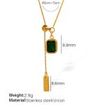 color: TPXL103G Green Zircon Gold Necklace