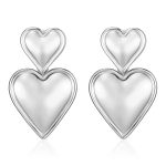 color: Double Layer Heart Earrings Steel Color MS-403