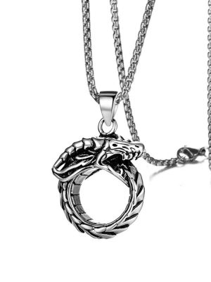 New Punk Shaped Dragon Line Men's Pendant Necklace Stainless Steel Ornament