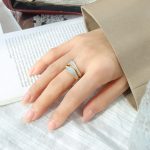 color: A436-Gold Blue Enamel Open Ring / size: US 7