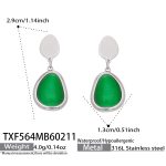 color: TXF564-Steel Color Green Cat's Eye Stone Earrings