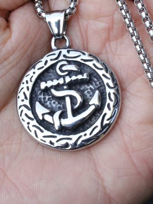 Necklace Retro Personality All Match Pendant Men's Stainless Steel Boat Anchor Pattern