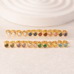 round Stainless Steel Zircon Earrings Women's Versatile Multi-Color Earrings Pvd18k Real Gold Ear
