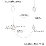 color: TXP273-White Drop Steel Color Long Style Necklace 82+5cm