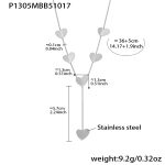 color: P1305-Steel Color Y Letter Heart Necklace 36+5cm