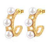 color: Gold Set with Pearl Stud Earrings MS-276