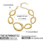 color: TXE187-Cutout Oval Gold Bracelet -18+5cm