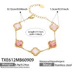 color: TXE612-Mixed Pink Color Cracked Ice Stone Flower Gold Bracelet -17+5cm