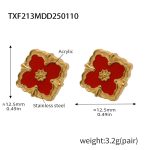 color: TXF213-Gold Red Acrylic Earrings