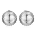 color: Stamped Round Cutout Earrings Steel Color MS-383