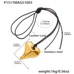 color: P1517-Gold Big Heart Long Style Necklace 132cm
