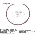 color: P1163-Purple Zircon Necklace -37cm