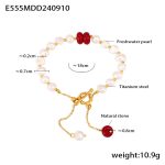 color: E555-Freshwater Pearl Chinese Red Bracelet