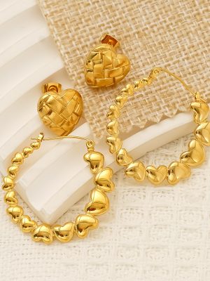 Classic Personality Heart-Shaped Stitching 18K Gold Advanced Ear Clip Ear Studs Women's All-Match Light Luxury Ornament