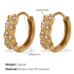 color: EH1112WEG White Rhinestone Gold Hoop Earrings