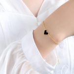 color: E477-Gold Black Acrylic Bracelet -15+5cm