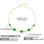 color: TXP553-Peacock Green Glass Stone Necklace 41.5+5cm
